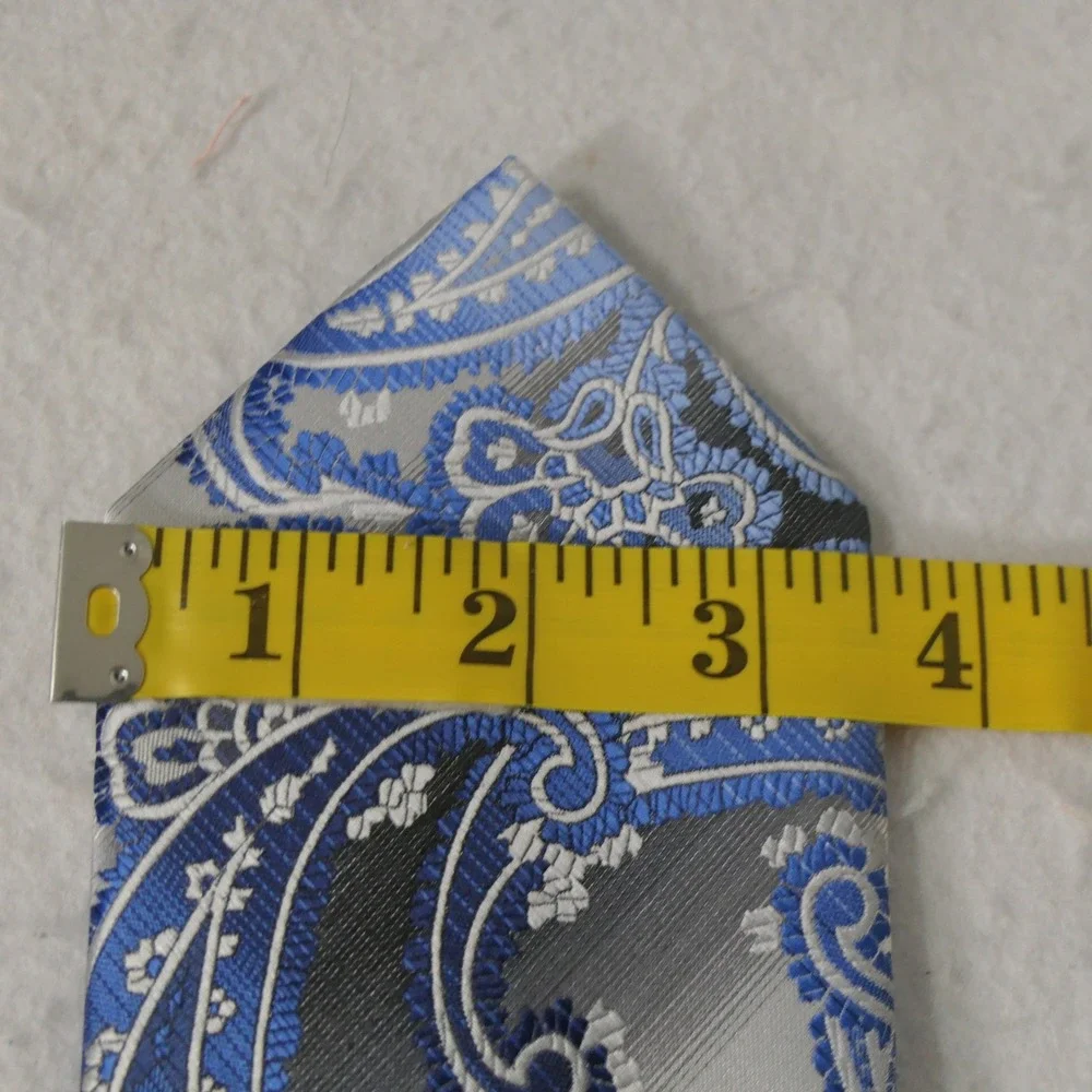 Stacy Adams Mens Necktie‎ OS Blue Silver Paisley Microfiber Elegant Formal Dandy